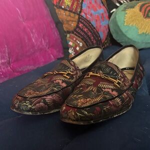 Sam Edelman Floral Loafers - Black and Gold